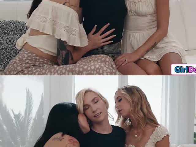 Lesbians seduce neighbor into pussy n anal fisting threesome