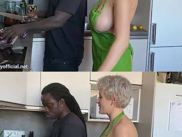 BBC anal fucking in kitchen