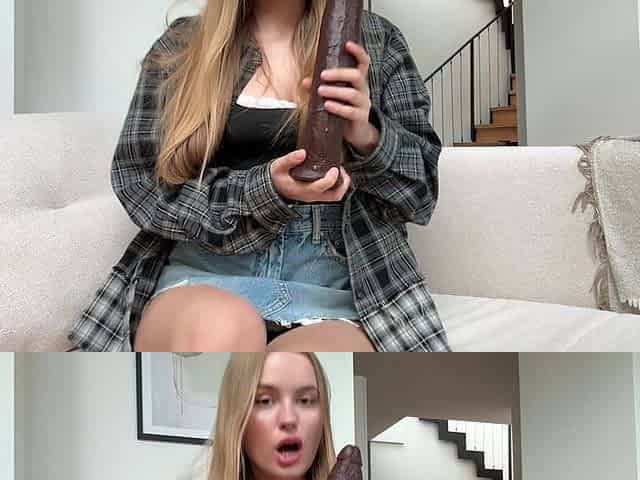 Cute Blonde & Extreme Huge Dildo