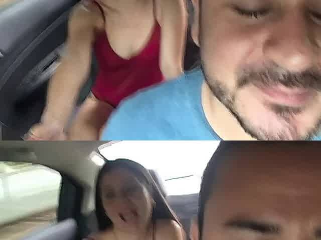 youthful Colombian gives control of the lush to the uber driver so this guy can make her run