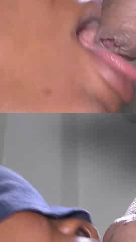 Chocolate Skilled Mouth Extracts Man Milk From a Big White Cock