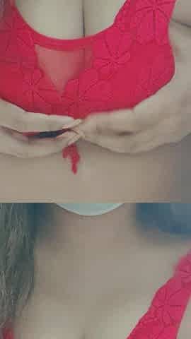 Desi Nice Breasts Red Bra