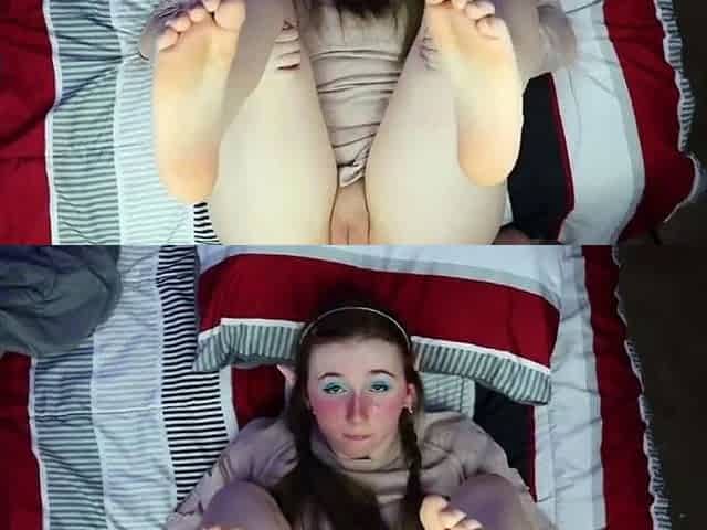 POV blowjob footjob handjob with Karla Kush eating cum