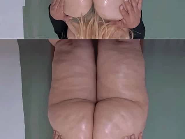 POV My Stepmother's Huge Oiled Ass on All Fours