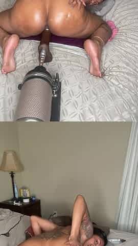 LARGE BOOTY BLACK ENJOYING SCREW MACHINE
