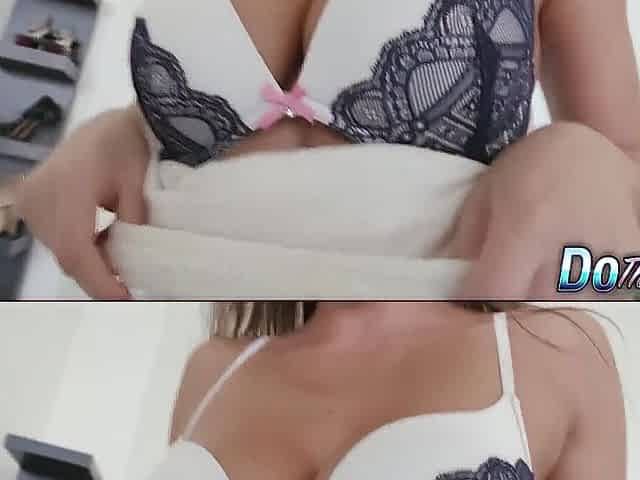 Wife Tina Kay Holds Cuckold's Hands During the time that Hopping on Stranger's Penis