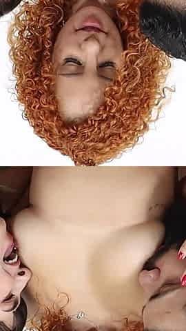 Redhead with the Huge Butt Came to End up in Threesome with Couple