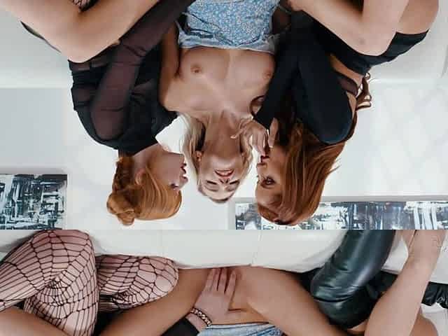 Girlsway - Nervous Kenna James Gets Convinced by Horny Devils Lacy Lennon & Vanna Bardot to Fuck