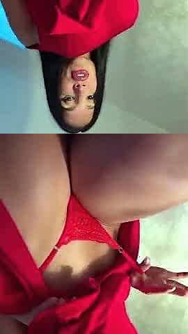 Brunette enjoys the toy on gaping pussy while masturbating