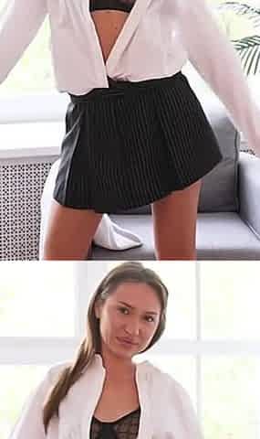 Stacy in Plaid Skirt and Top