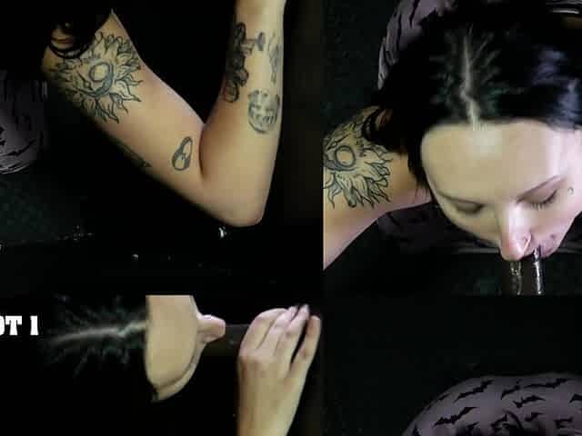 Long haired brunette Raven Vice gets fucked through gloryhole