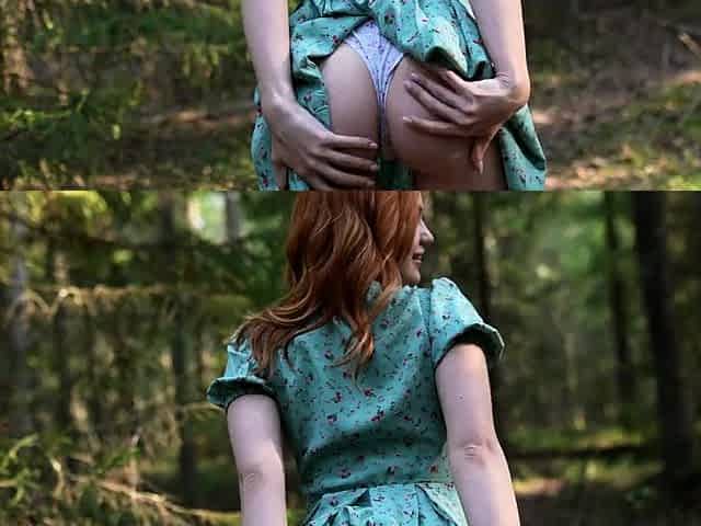 Hottie redhead in public gets cum on her face after a good