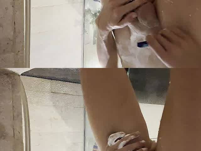 Slender white blond shaves each hair off his body masturbates cums all over - Kyle Stroker