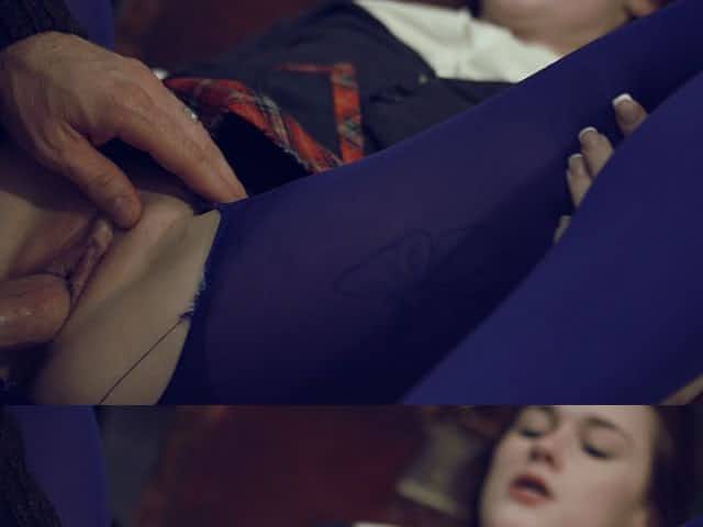 A stunning brunette got her stockings ripped for a better orgasmic result during a fuck