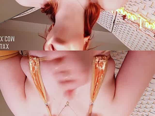 jerk off to me whilst i try on a bubblegumthebrand MICROKINI haul!! try on haul - redhead natural 34DDD boobs