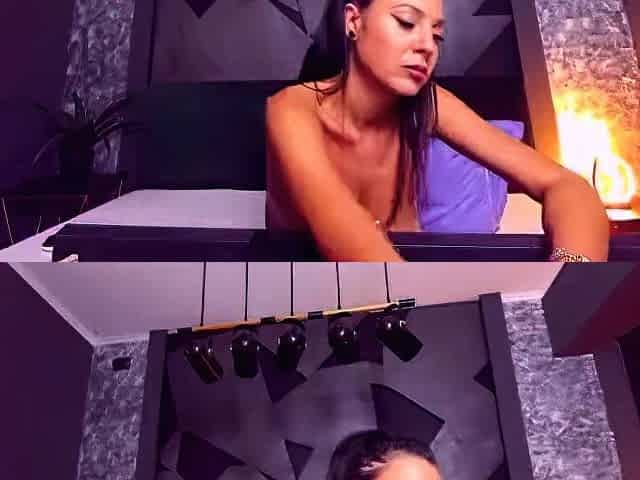 Brunette solo darling masturbating at home