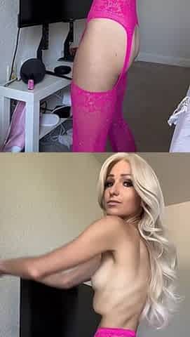 Sexy Fit Skinny Blonde Dances in Thigh Highs and Garter