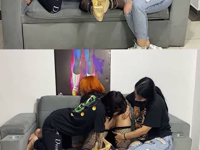 Lesbian Tomboy Threesome End Up Eating A Big White Ass