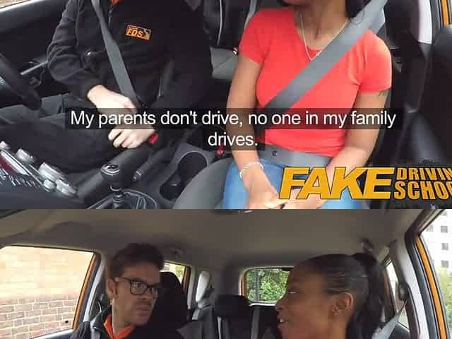 Fake Driving School black learner with large breasts