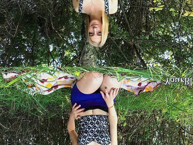 Touching my snatch in the forest