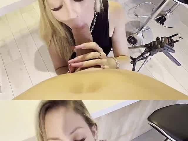 Hawt blond giving a oral-job in the kitchen - Jessica Fox