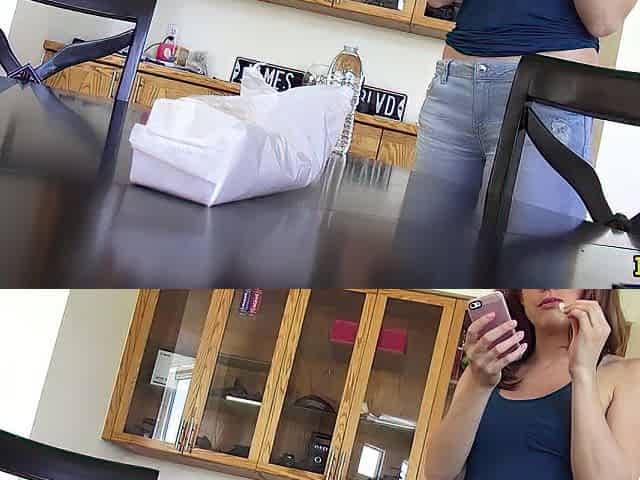 Chanel Preston's Gets An Unexpected Phone Screw - Coarse Kitchen Screw By James Deen