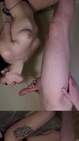 Hands Free Sloppy Face Fuck with Throat Pie