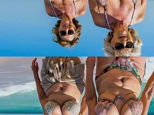 lesbian granny on the beach
