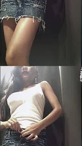 Oriental gal (thai) gets changed in a fitting room (no pants upskirt)