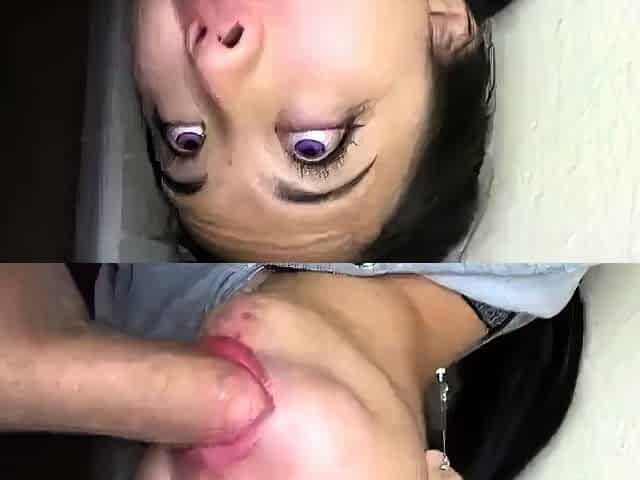 Young asian teen gives a face fucking blowjob