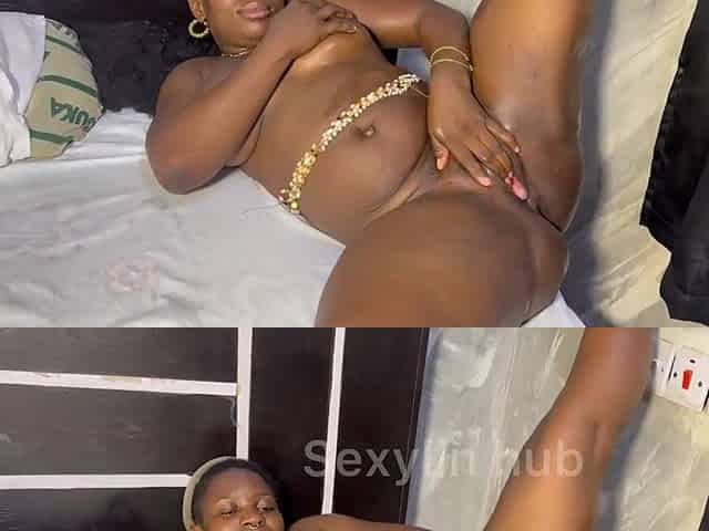 Ebony excited beauty masturbating with a trickling soaked vagina
