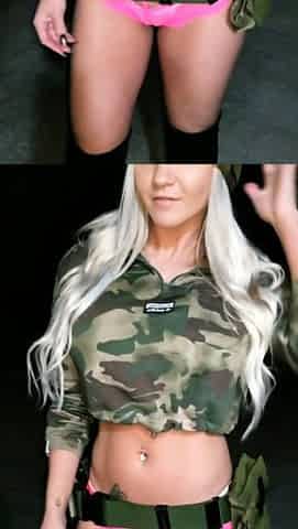 Horny busty blonde babe with big boobs