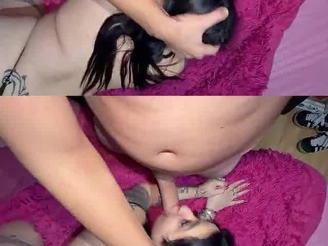 Large-assed woman eats jock all night