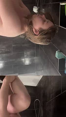 Hot Blonde with Natural Tits Is Taking a Shower