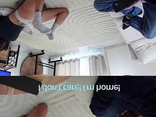 Teased Step Daddy On The Bed Watching TV Untill This guy Took My Booty Hard