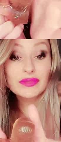 Close up with blonde hottie blowing a large dick