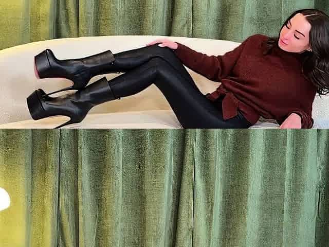 Sexy leggy brunette enjoys foot fetish