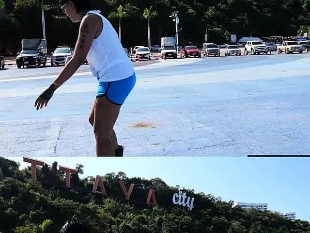Skateboarding fail of big butt Thai MILF