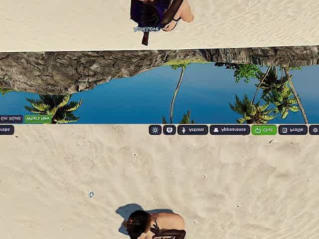 Ty and black female-dominator April having enjoyment on the beach 3DXChat