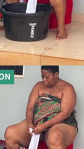 African Mama Multitasks on a Sunday Morning