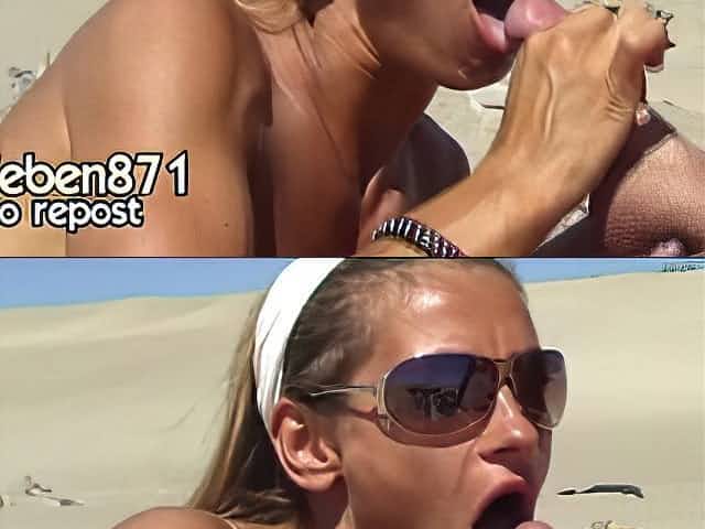 Spunk Flow on the beach, unloading hubby's cum in my throat