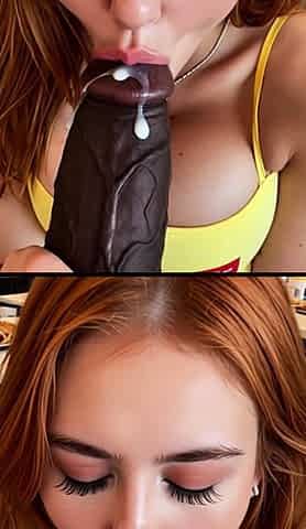 Redhead slurps cum dildo in cafe brunettes get facials