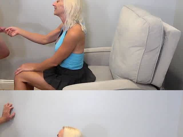 Amateur blonde blowjob and big messy facial on face