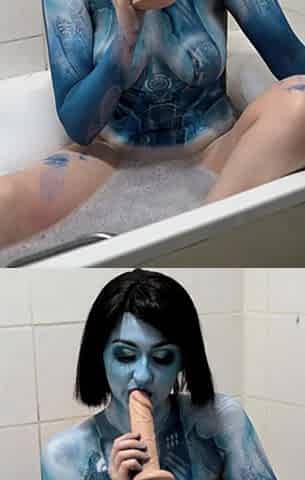 Cortana Bodypaint Removal & Dildo Fucking