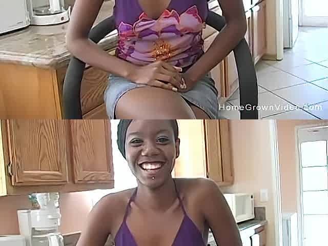 Cute black amateur gets stuffed by a large white ramrod