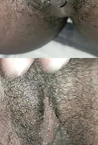 Rubbing my hirsute ebony twat