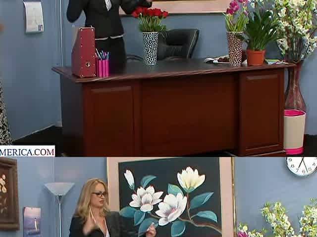 Hot blonde Aline takes a BBC in her office