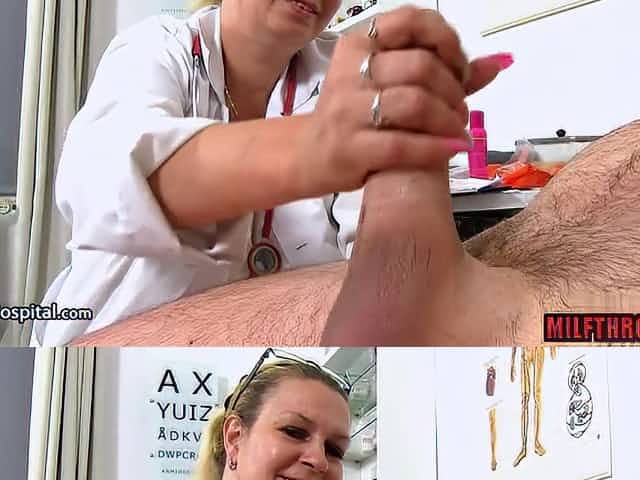 Raunchy mom handjob and ejaculation