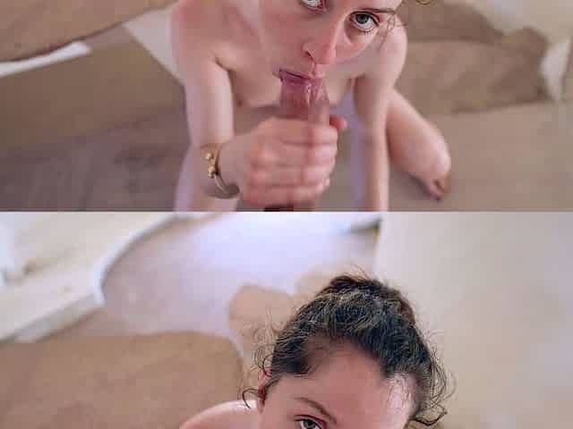 sexy student give me risky blowjob in abandoned luxury