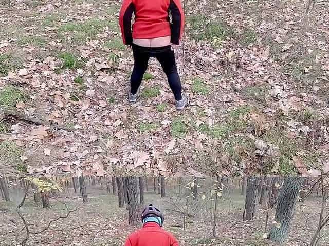 On a bike ride I must void urine, I take a shortcut in the forest and take off my panties